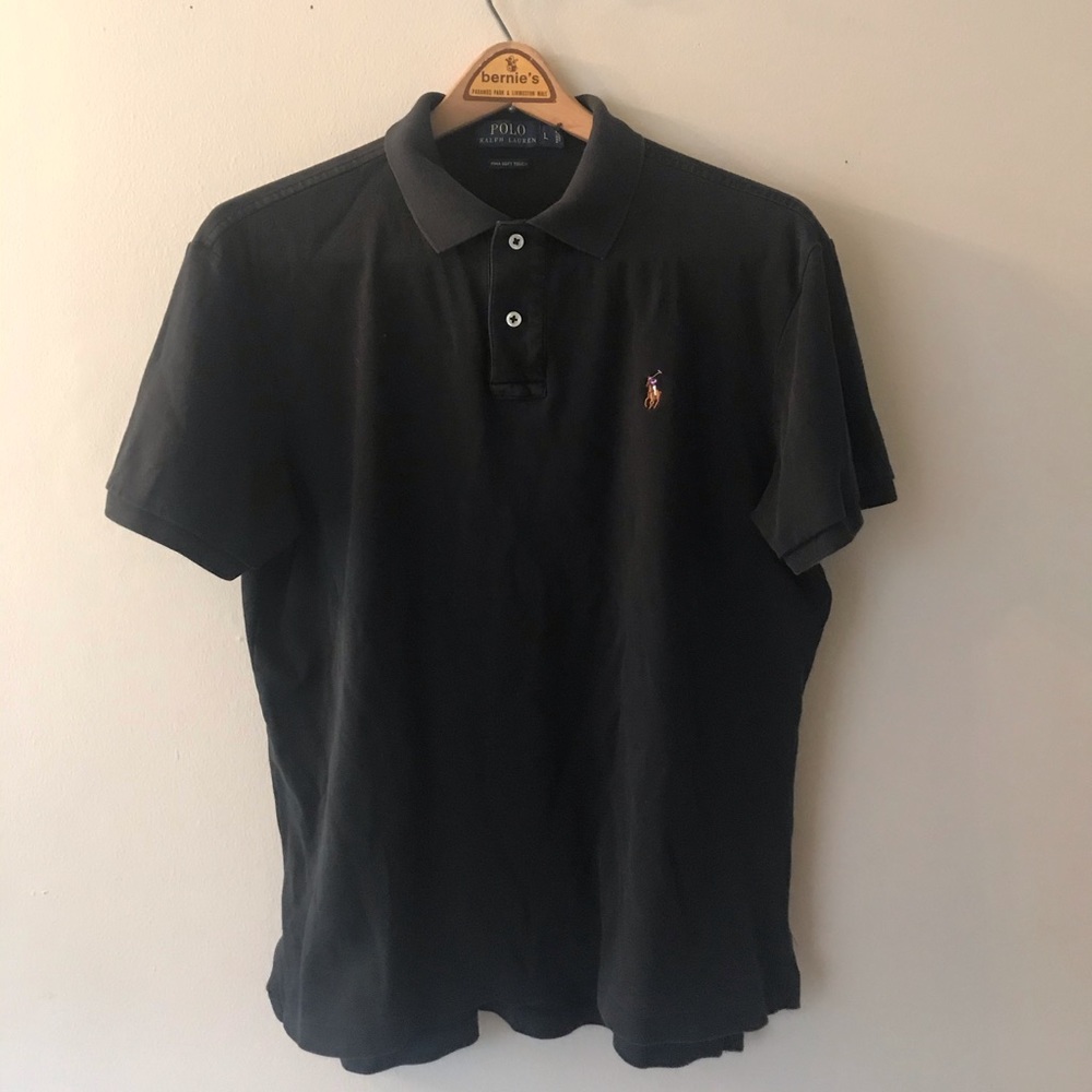 Black Ralph Lauren Polo shirt. Slim fit, Medium.